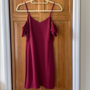 Reformation mini dress in maroon/wine color.